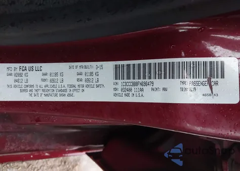 2015 Chrysler 200 S из США, поврежденный, VIN 1C3CCCBB8FN696479